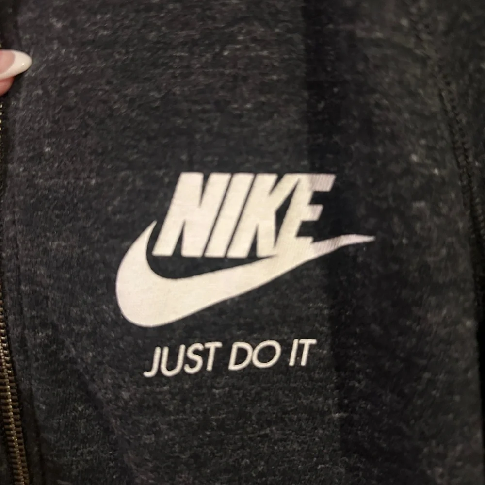 Nike Zip Up Hoodie Medium Black Lightweight Just Do It Athletic Jacket